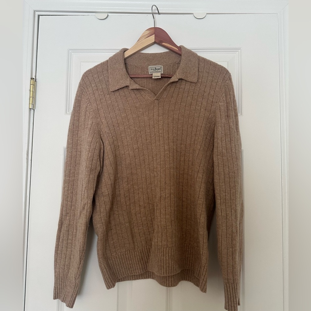 L.L. Bean Men's Ultrasoft Wool Polo Sweater